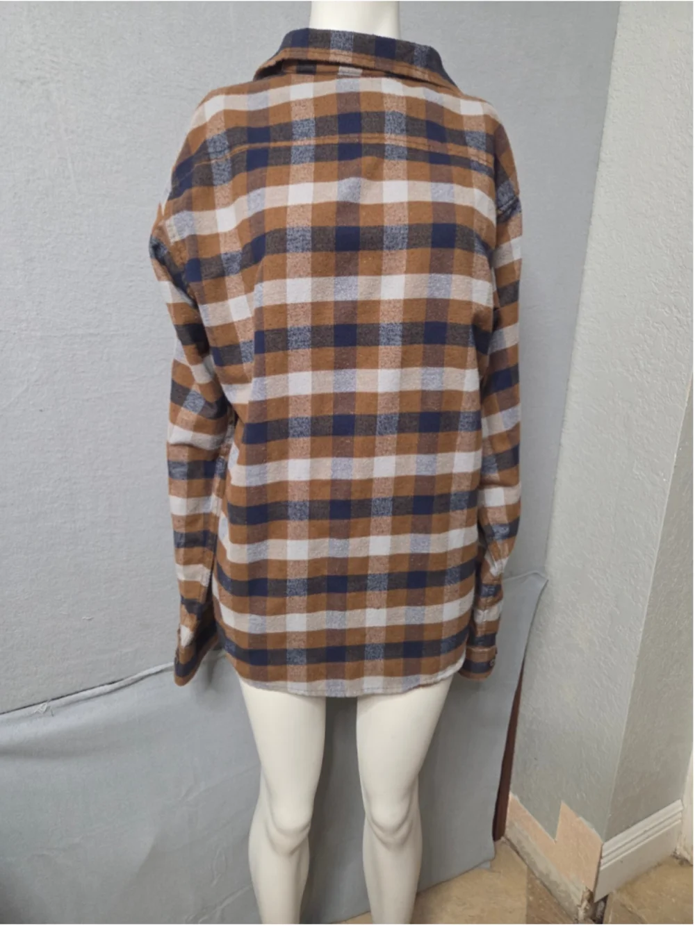 Men's Public Record Plaid Button Down Shirt, Size L, Brown/Navy